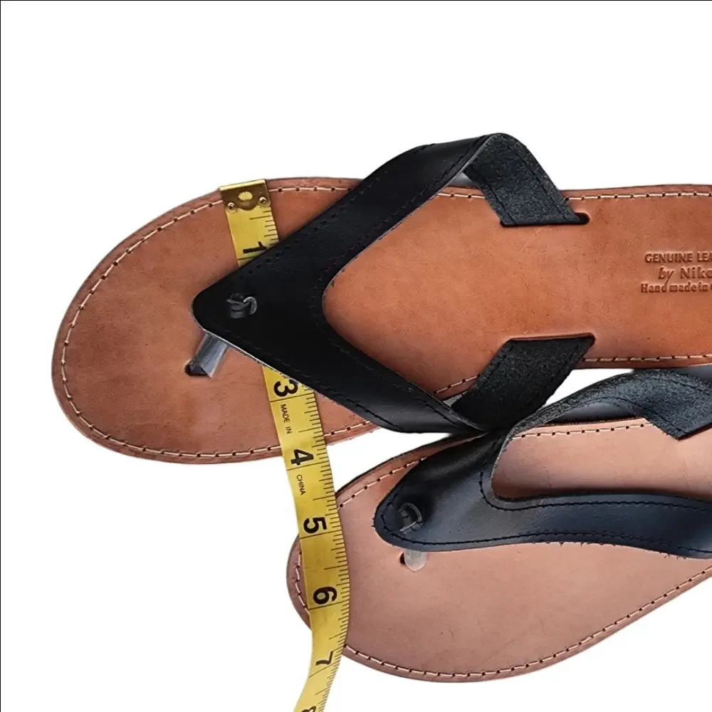 leather thong sandals with leather sole. Made in Grecia